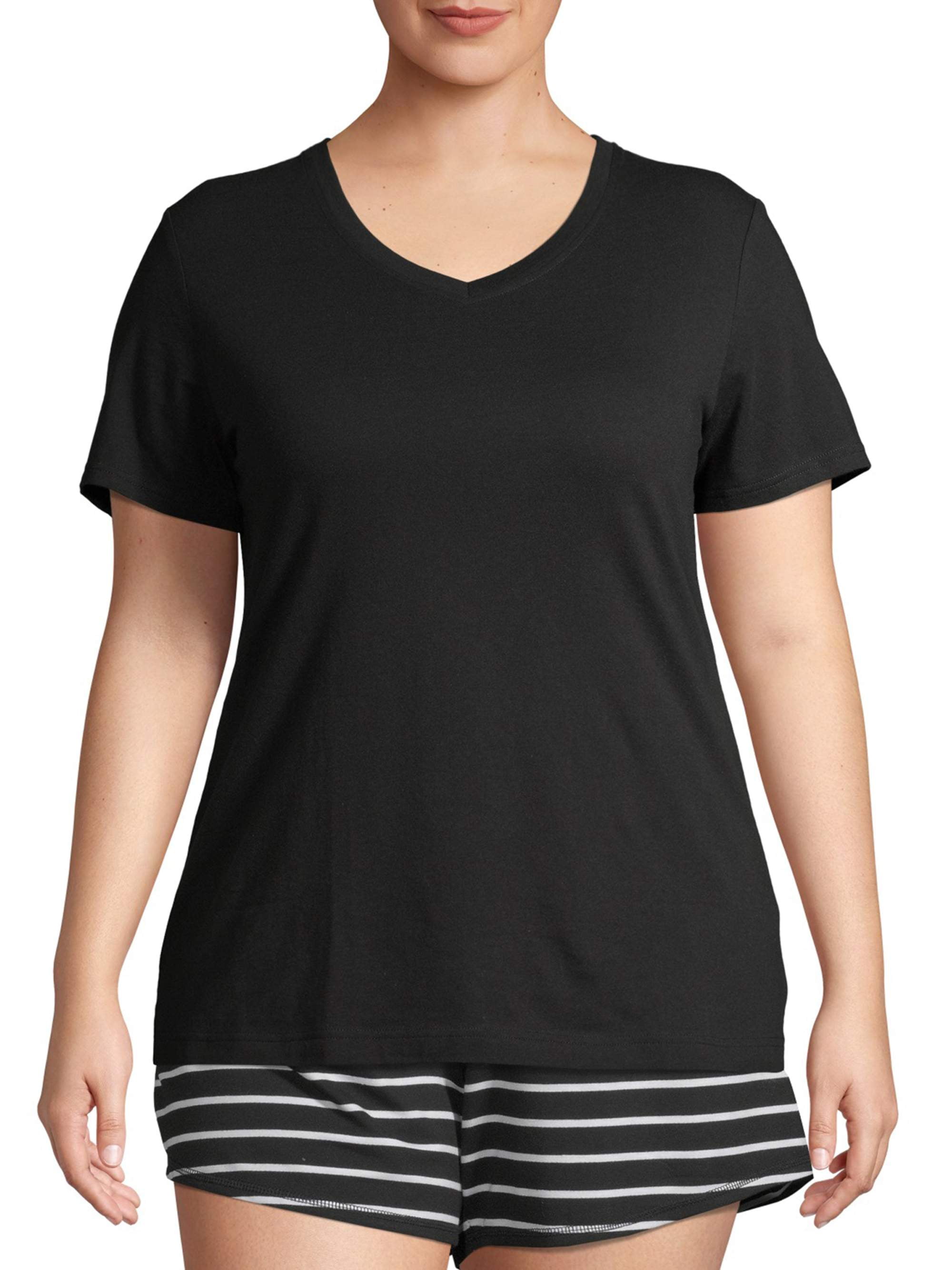 Athletic Works Women's Plus Size Core V-Neck Short Sleeve T-Shirt