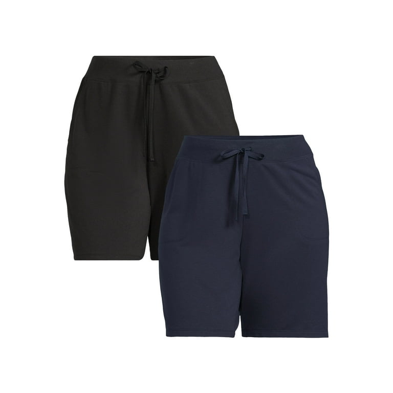 Athletic Works Women s Plus Size French Terry Cloth Bermuda Shorts 2 Pack 9 Inseam Walmart