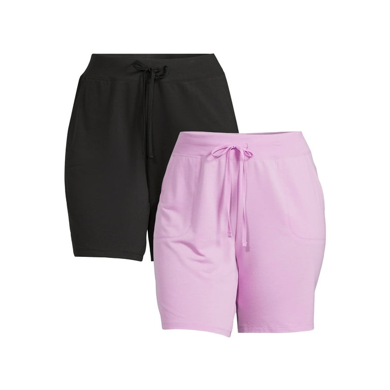 Athletic Works Women s Plus Size French Terry Cloth Bermuda Shorts 2 Pack 9 Inseam Walmart