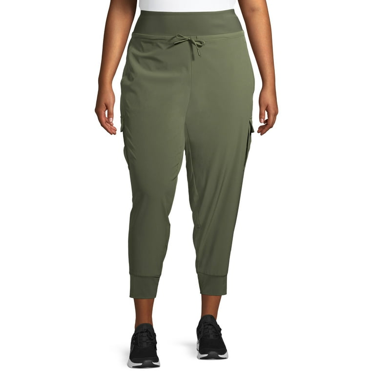 Athletic Works Women's Plus Size High Rise Cropped Woven Commuter Joggers 