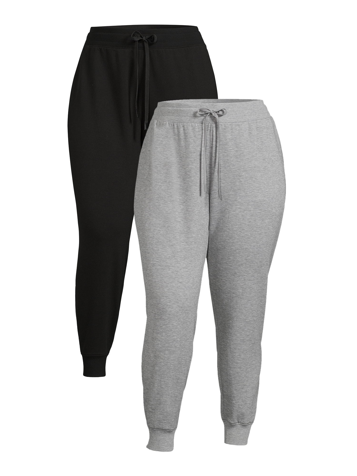 Athletic Works Women's Plus Size Jogger Pants with Pockets, 2-Pack