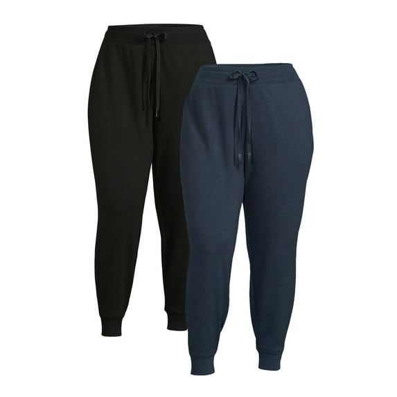 Athletic Works Women's Plus Size Jogger Pants with Pockets, 2-Pack