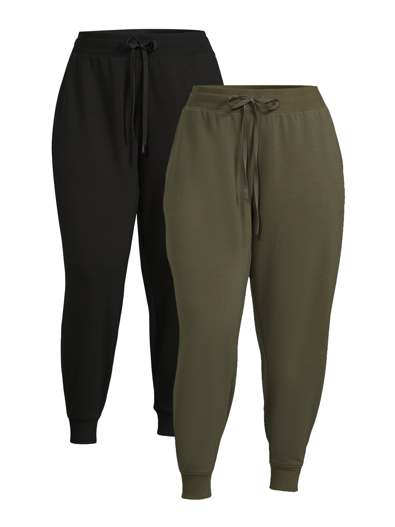 Athletic Works Women's Plus Size Jogger Pants with Pockets, 2-Pack ...