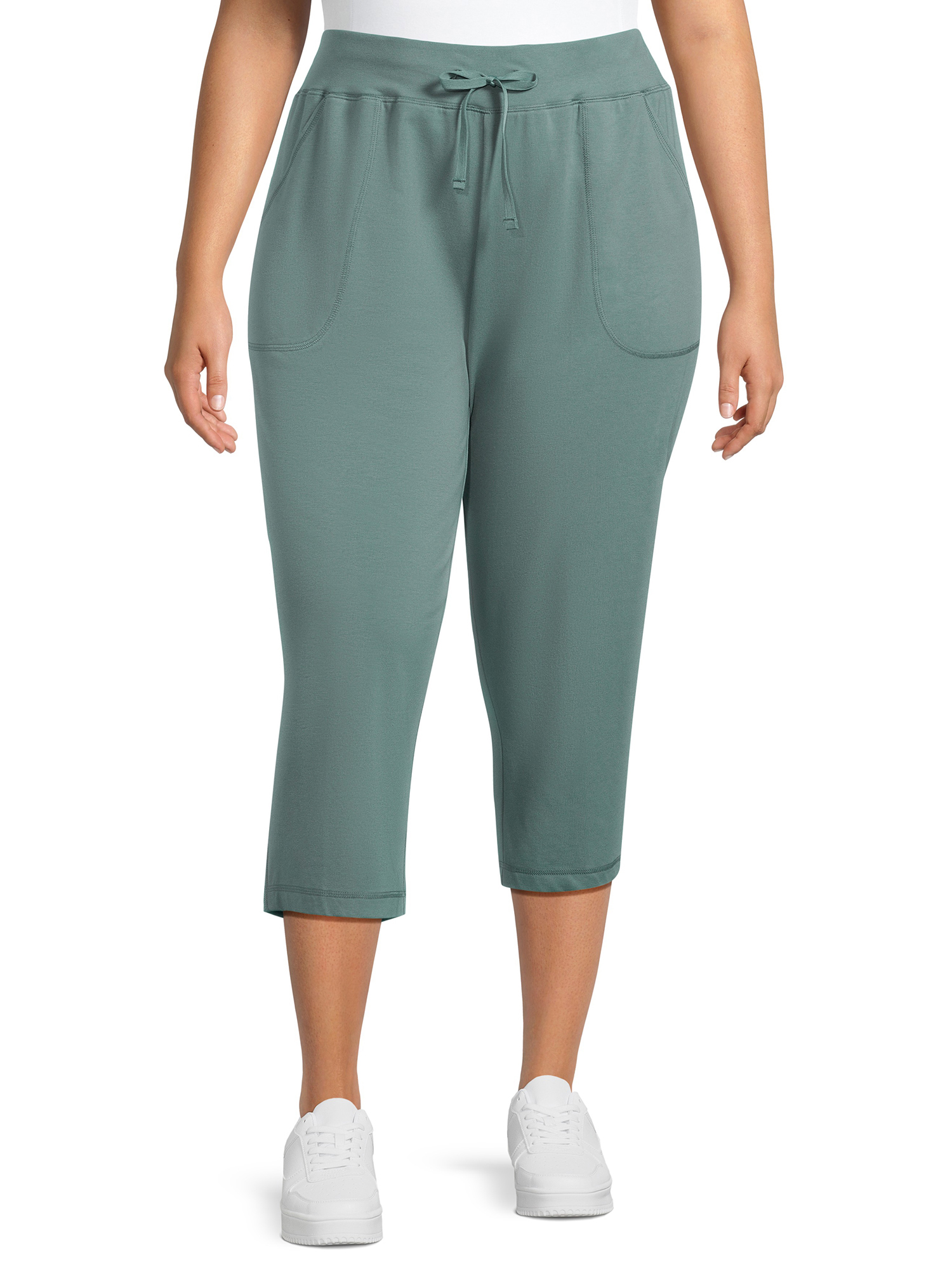 Athletic Works Women s Plus Size Knit Capri Pants 22 Inseam Sizes 1X 4X Walmart