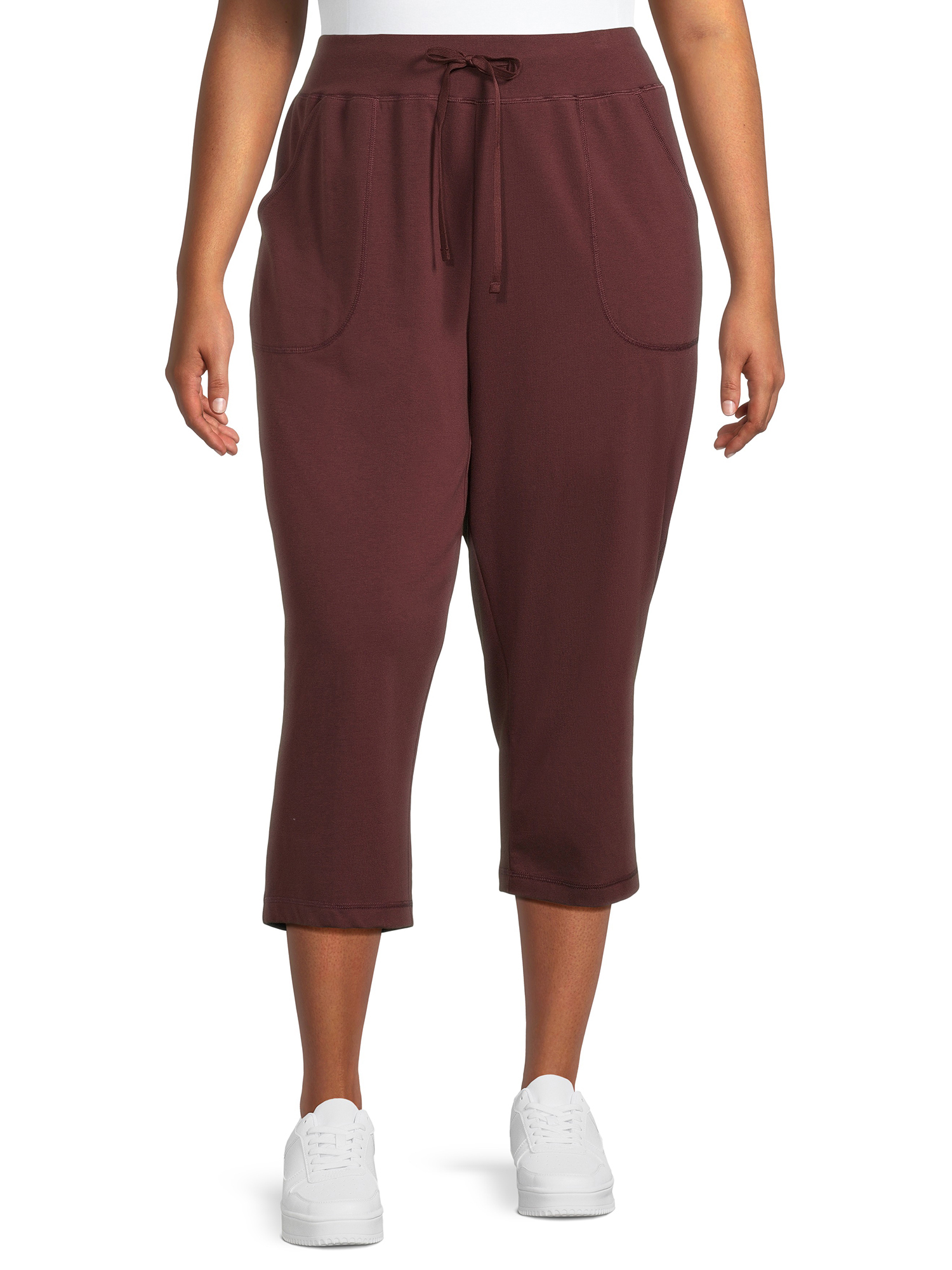 Athletic Works Women's Plus Size Knit Capri Pants, 22” Inseam, Sizes 1X ...