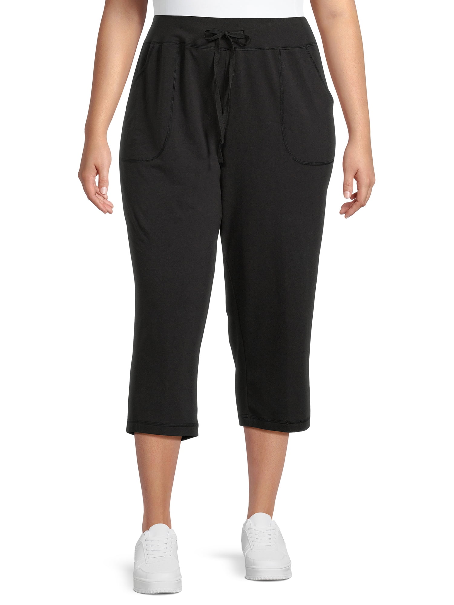 Athletic Works Women's Plus Size Knit Capri Pants, 22” Inseam, Sizes 1X ...