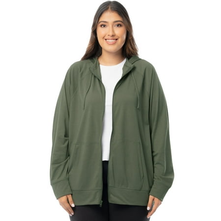 Athletic Works Women'sPlus Lightweight Zip-Up Hoodie Jacket, Size 1X-5X