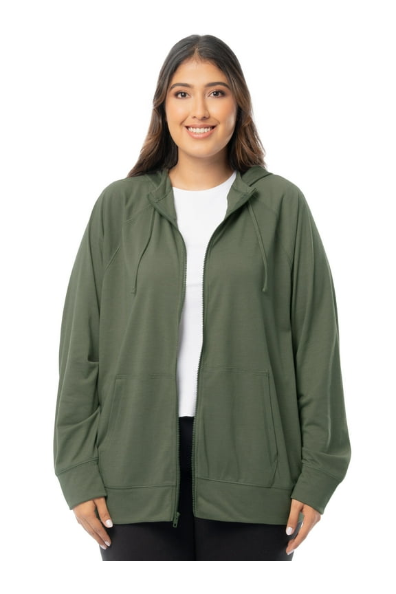 Women's Plus Lightweight Zip-Up Hoodie Jacket, Size 1X-5X