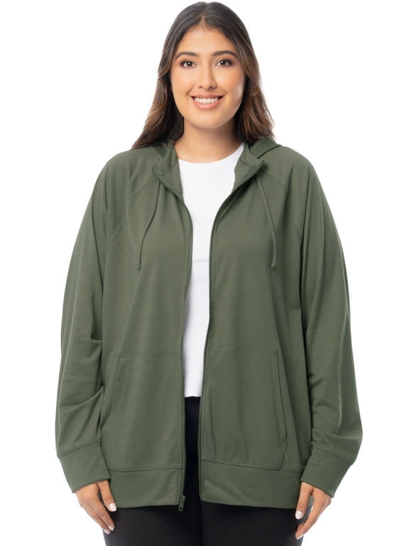 Women's Plus Lightweight Zip-Up Hoodie Jacket, Size 1X-5X