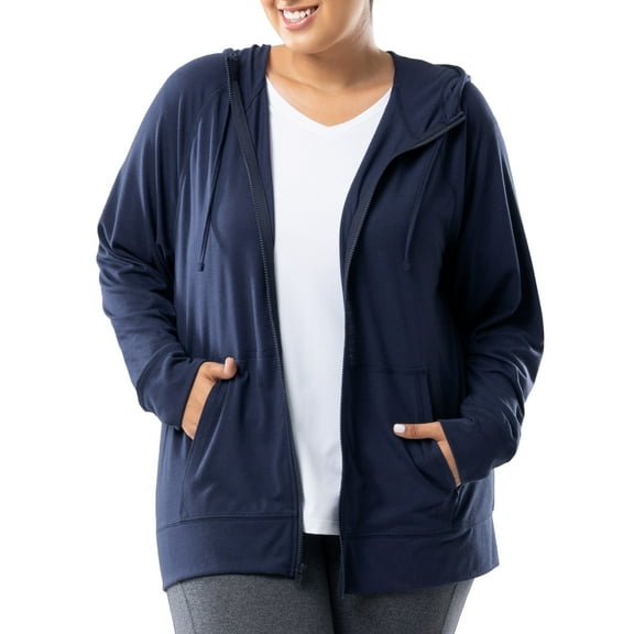 Athletic Works Women's Plus Lightweight Zip-Up Hoodie Jacket, Size 1X-5X