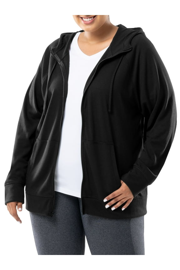 Women's Plus Lightweight Zip-Up Hoodie Jacket, Size 1X-5X