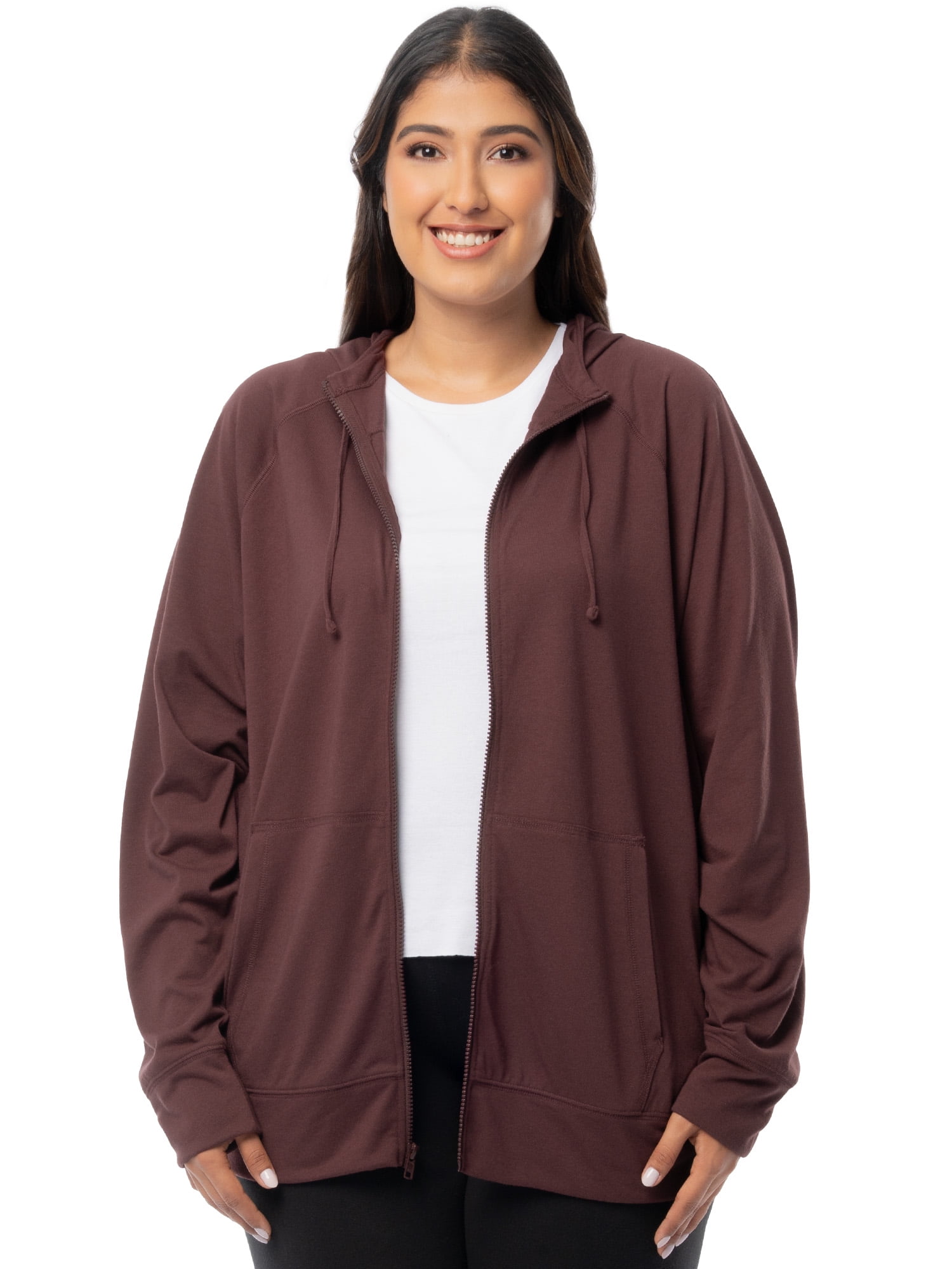 Athletic Works Women's Plus Lightweight Zip-Up Hoodie Jacket, Size 1X-5X