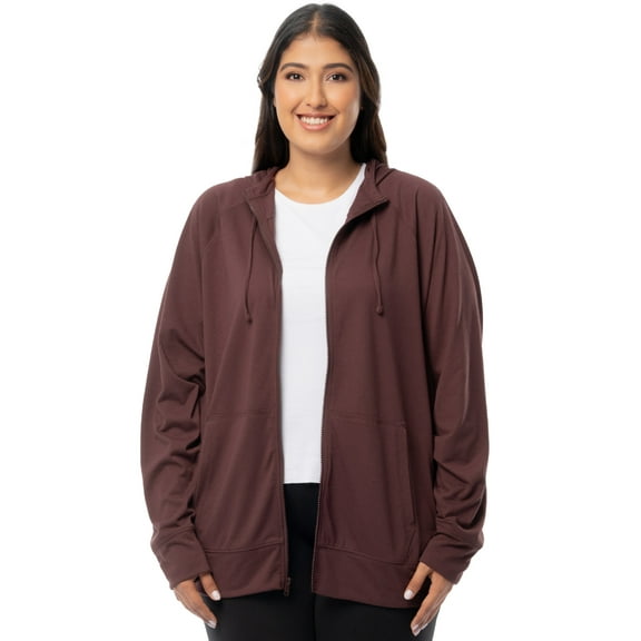 Athletic Works Women's Plus Lightweight Zip-Up Hoodie Jacket, Size 1X-5X