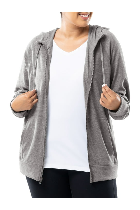 Women's Plus Lightweight Zip-Up Hoodie Jacket, Size 1X-5X