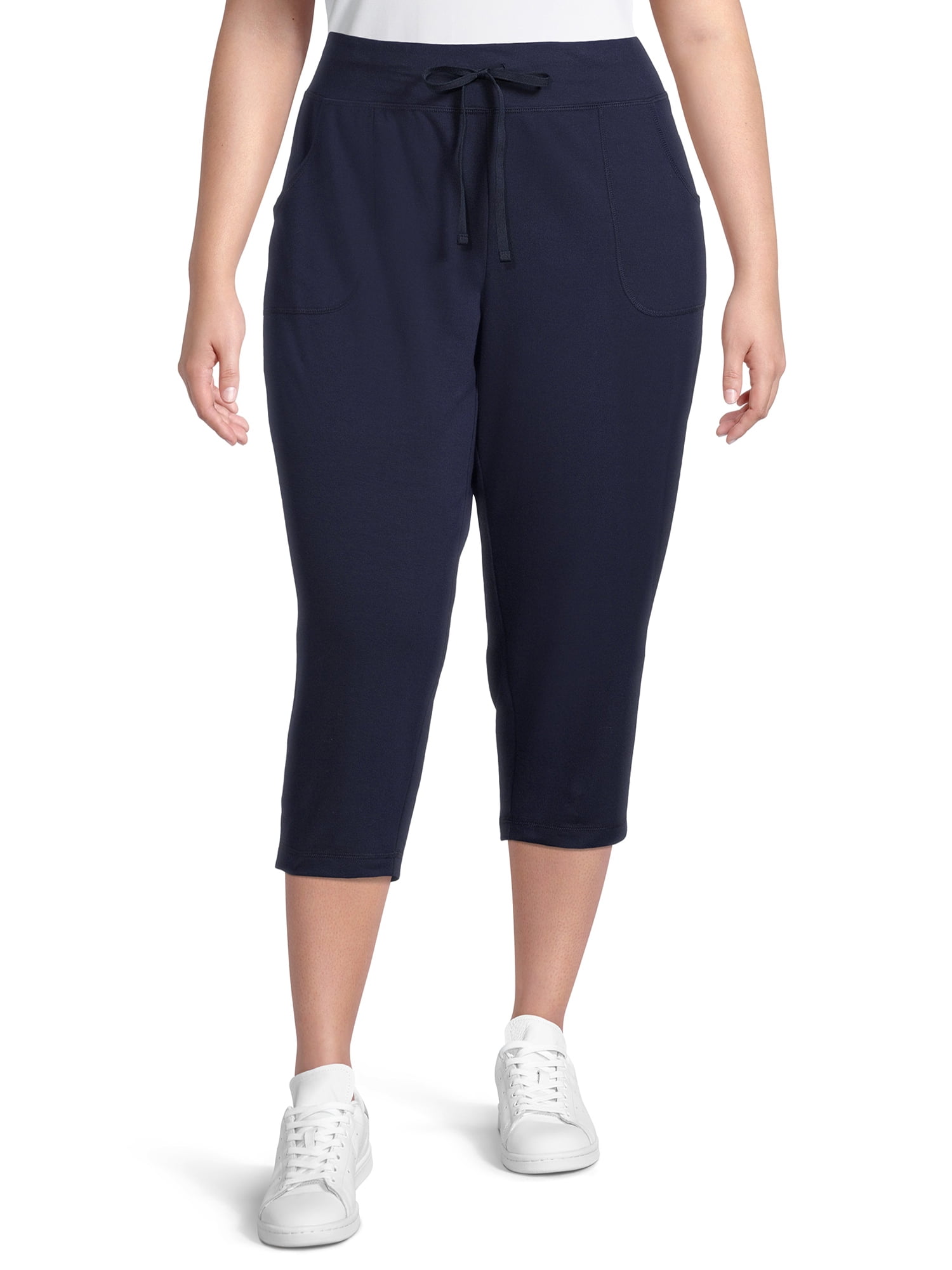Athletic Works Women s Plus Size Pull On Knit Mid Rise Capri Pants