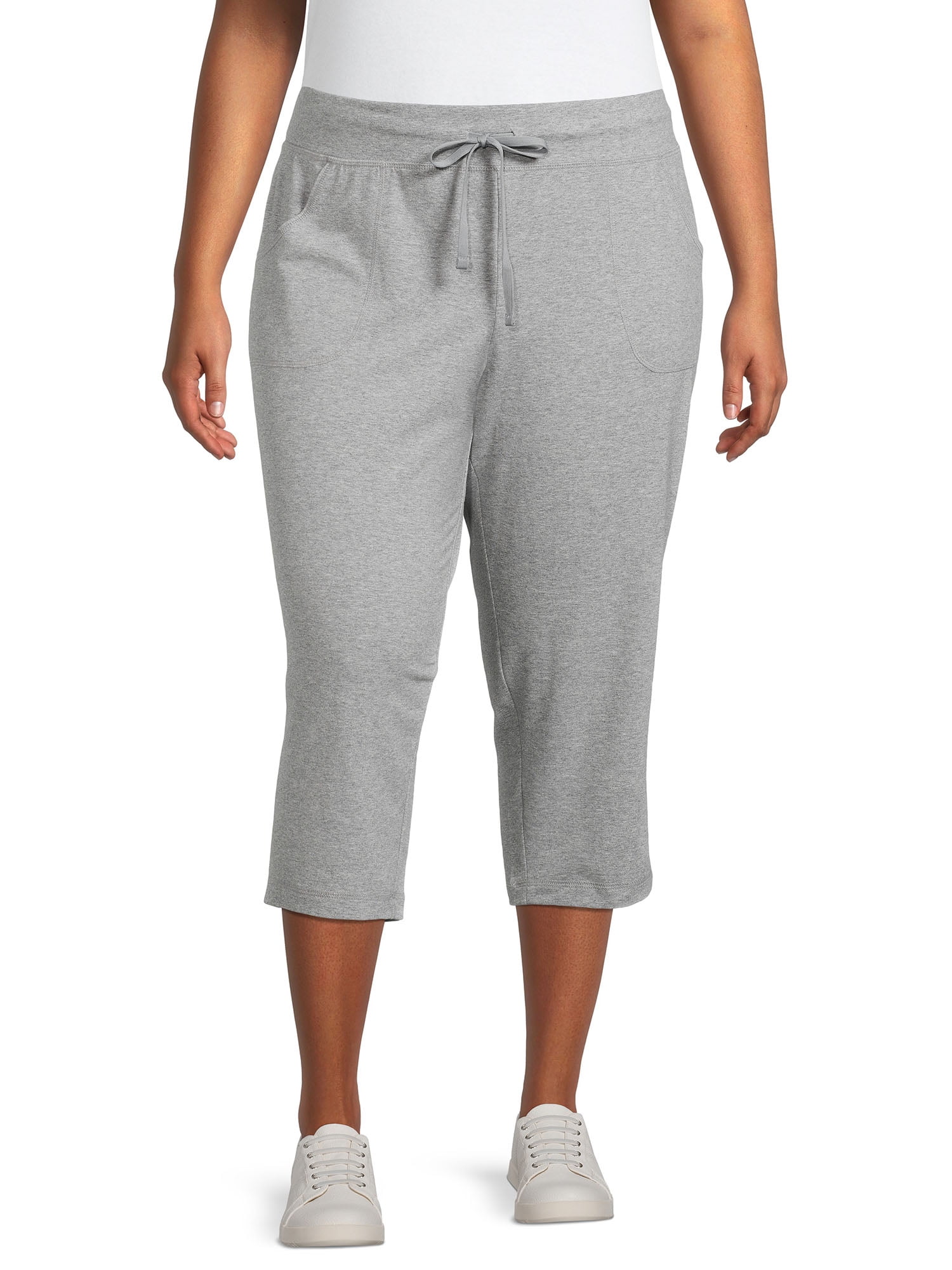 Athletic Works Women's Plus Size Pull-On Knit Mid Rise Capri Pants 