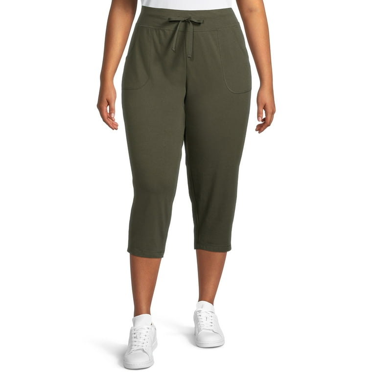 Athletic Works Women's Plus Size Pull-On Knit Mid Rise Capri Pants