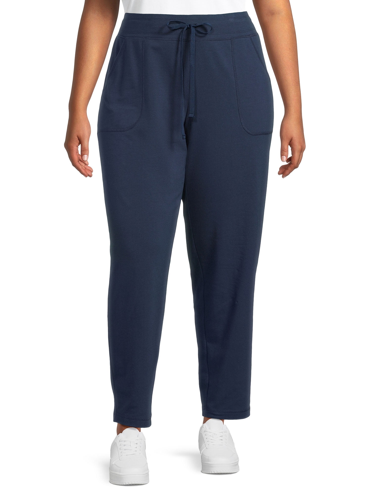 Athletic Works Women's Plus Size Pull-On Knit Pants, 30” Inseam ...