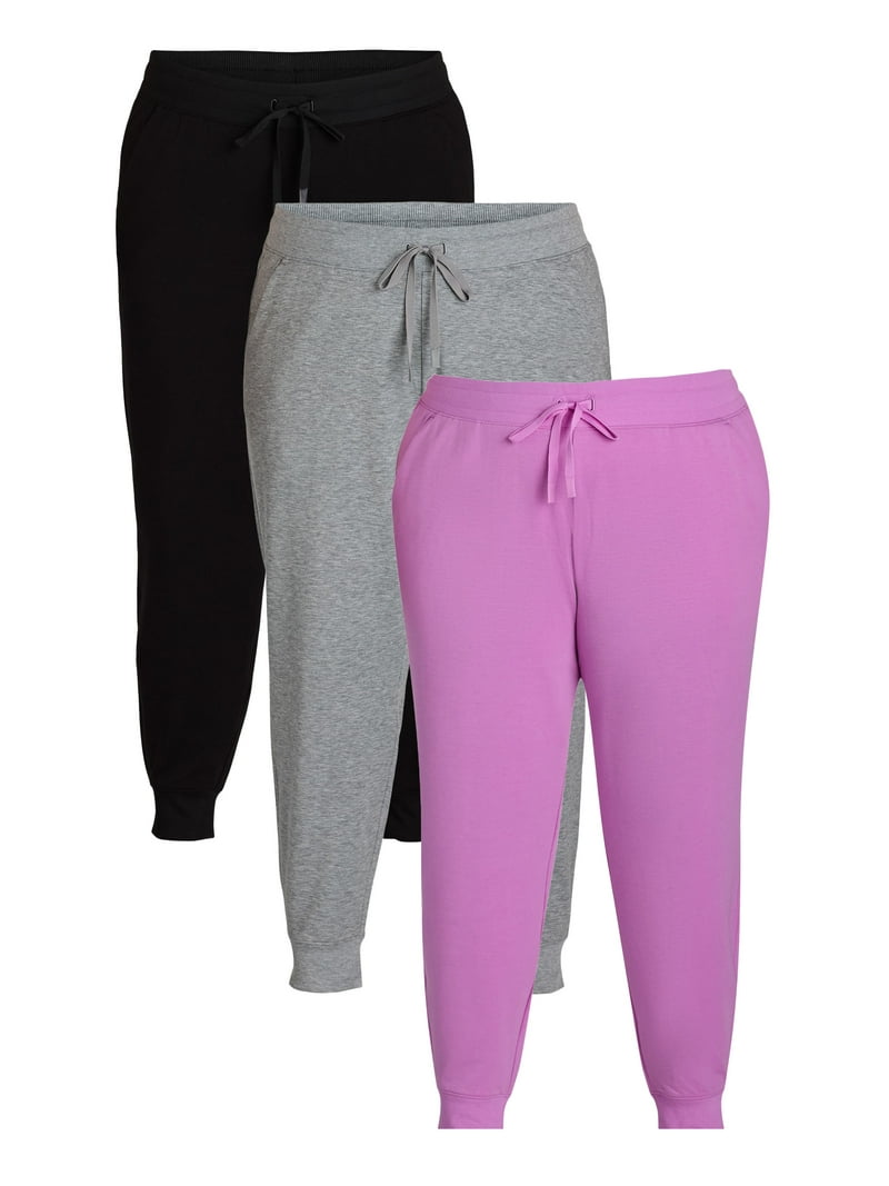 Athletic Works Women's Plus Size Super Soft Jogger Pants, 2 Pack