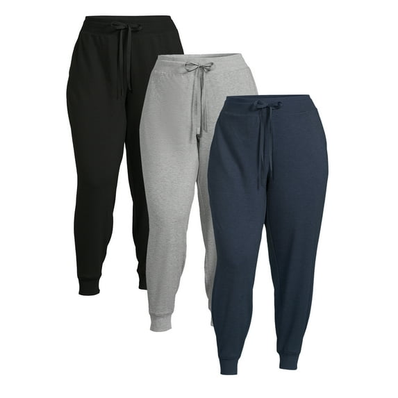 Athletic Works Women's Plus Size Super Soft Jogger Pants, 29” Inseam, 3 Pack, Sizes 1X-4X