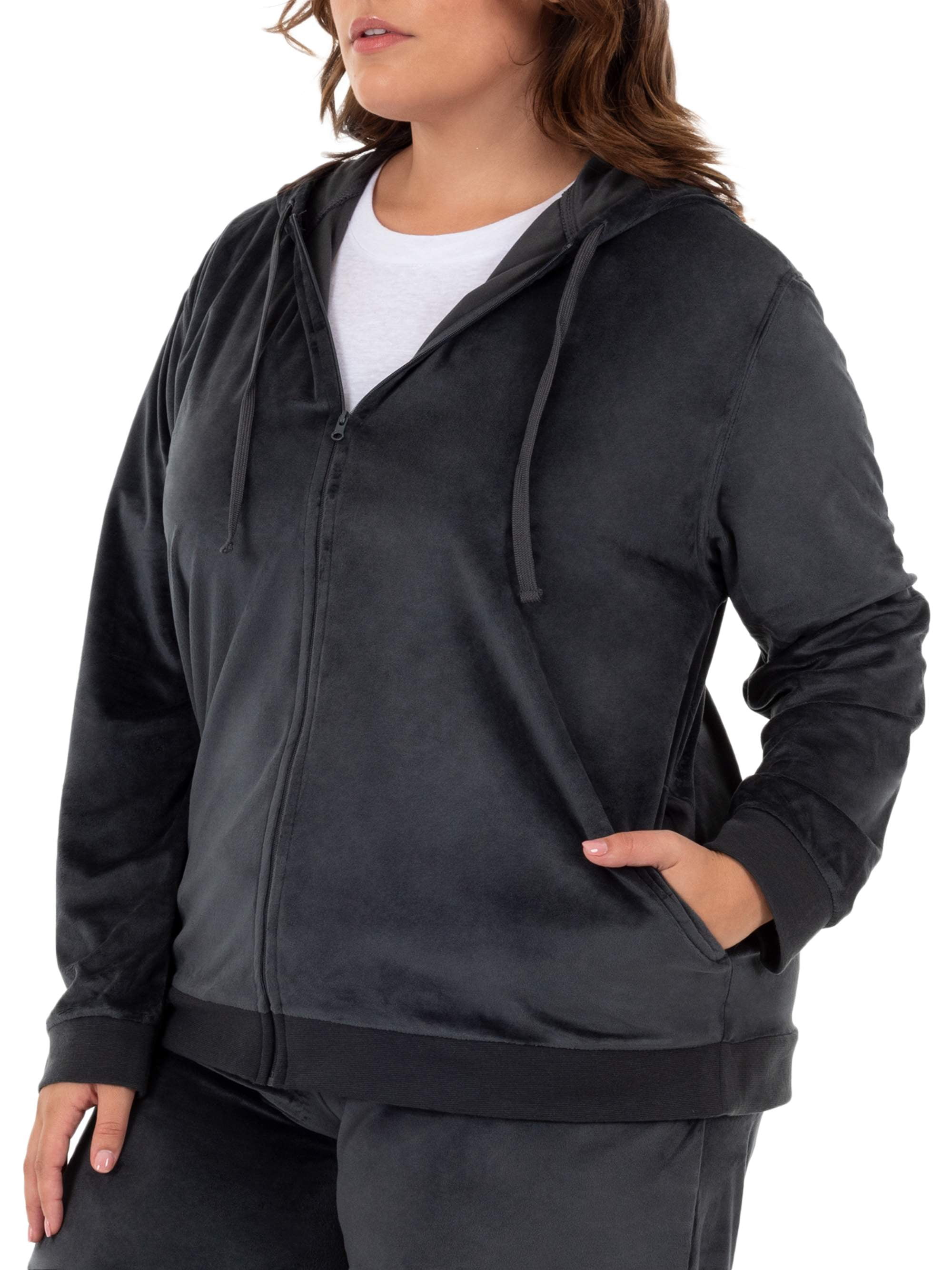 Athletic Works Women's Plus Size Velour Hoodie Jacket