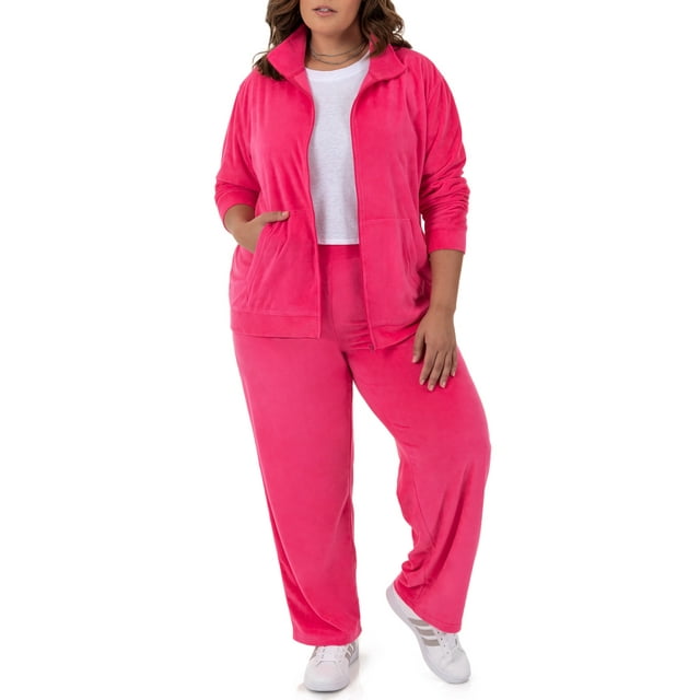 Athletic Works Women's Plus Size Velour Jacket and Pant Set - Walmart.com
