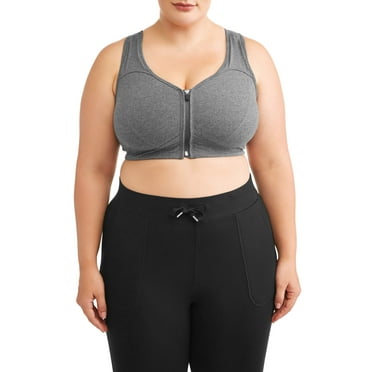 Athletic Works Women's Plus Size Zip Front Sports Bra