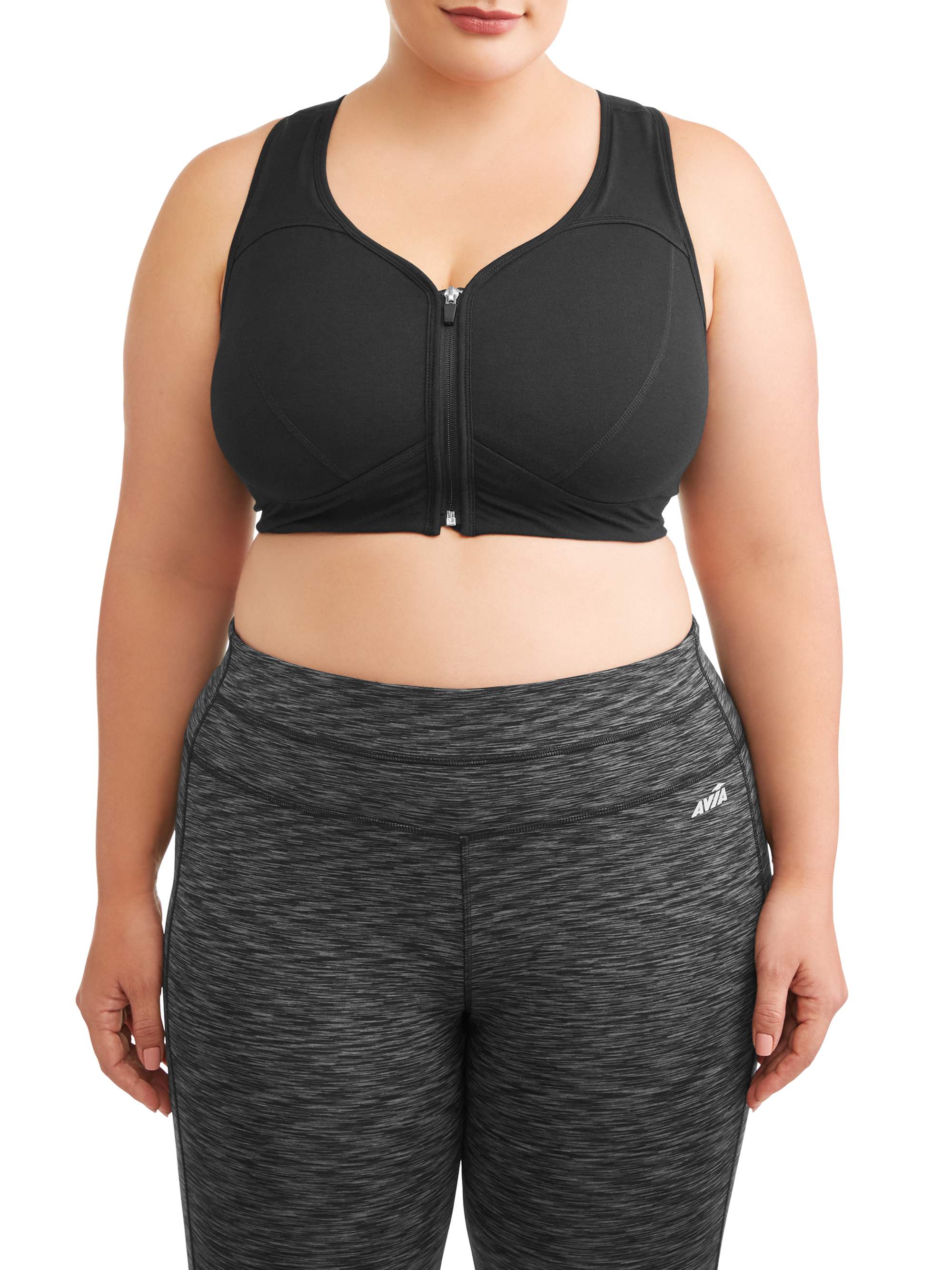 Athletic Works Women's Plus Size Zip Front Sports Bra - image 1 of 5