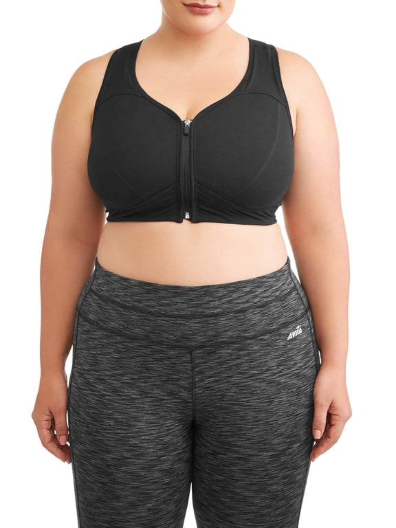 Women's Plus Size Zip Front Sports Bra