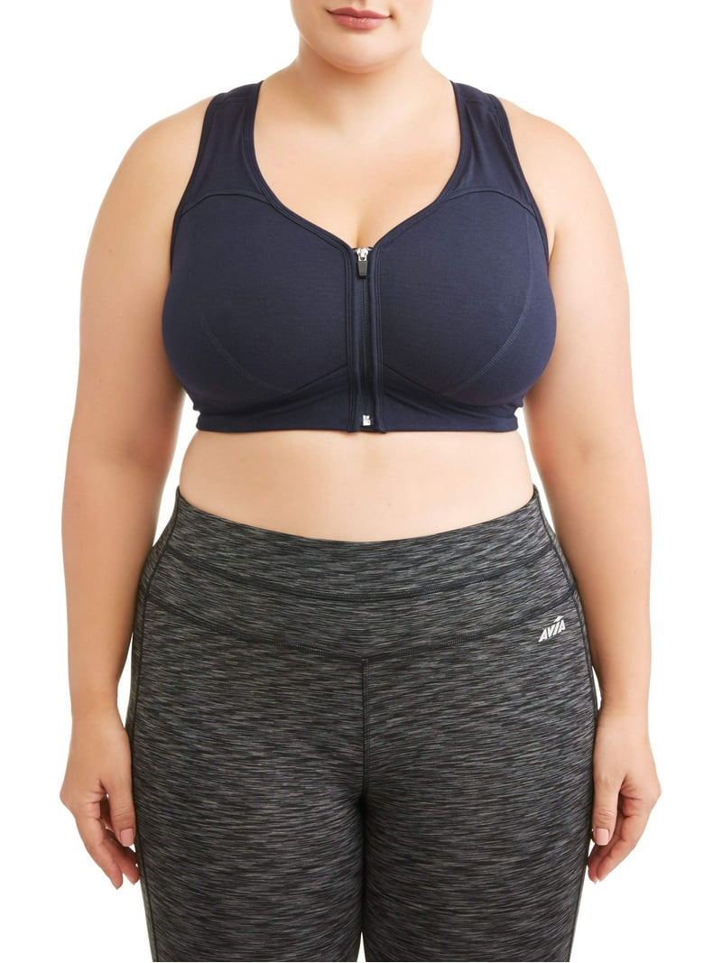 Athletic Works Women's Plus Size Zip Front Sports Bra