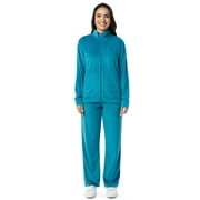 ATHLETIC WORKS Women's Soft Velour Zip-Up Track Jacket and Pant Set, Size XS-XXL