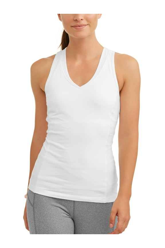 Women's V-Neck Racerback Tank Top with Back Mesh, Sizes S-XXL