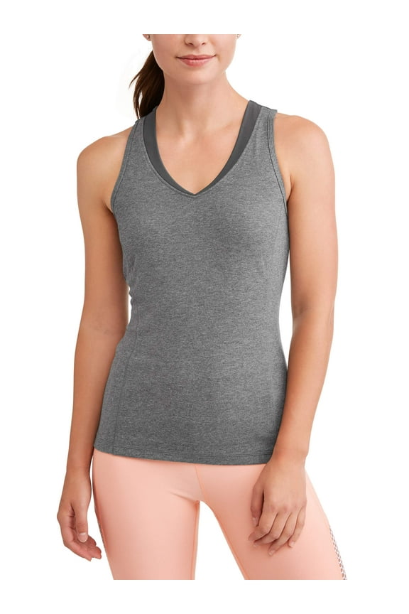 Women's V-Neck Racerback Tank Top with Back Mesh, Sizes S-XXL