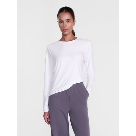 Athletic Works Women's and Women's Plus ButterCore Tee with Long Sleeves, Sizes XS-4X
