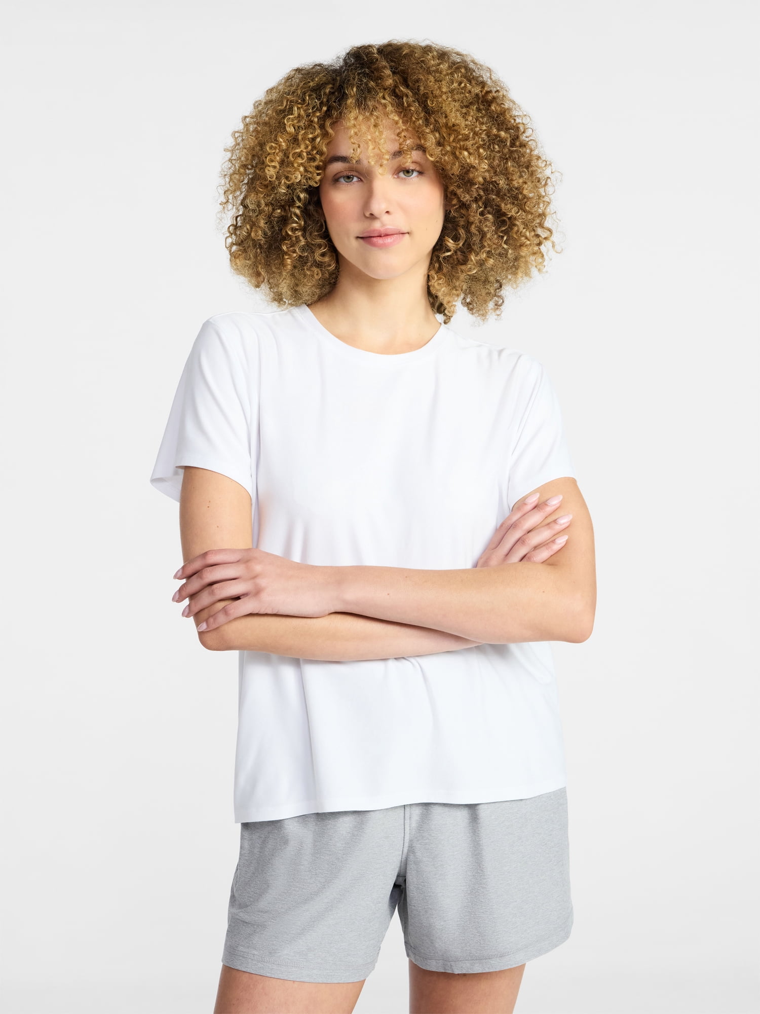 Athletic Works Women's and Women's Plus Relaxed ButterCore Tee with Short Sleeves, Sizes XS-4X