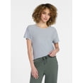 thumbnail image 1 of Athletic Works Women's and Women's Plus Relaxed ButterCore Tee with Short Sleeves, Sizes XS-4X, 1 of 7