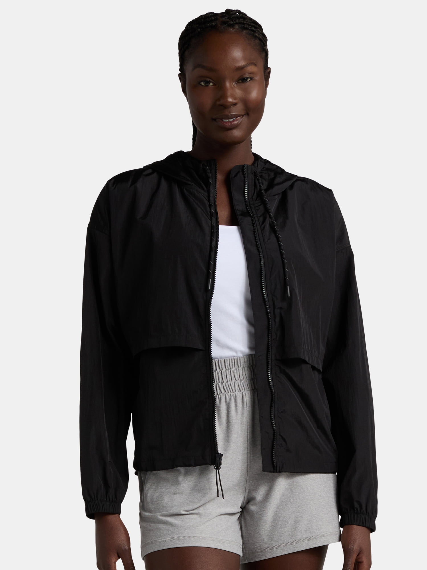 Athletic Works Women's Zip Front Windbreaker Jacket, Size XS-XXXL