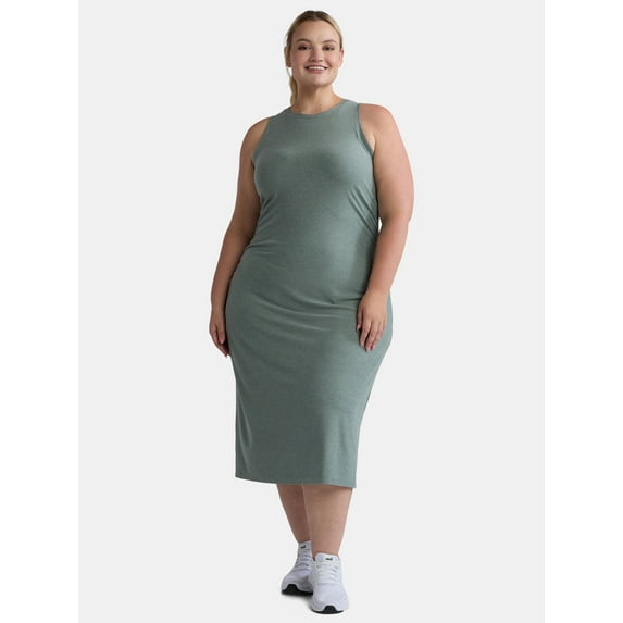 Athletic Works Women's and Women's Plus ButterCore Ruched Midi Dress, Sizes XS-4X