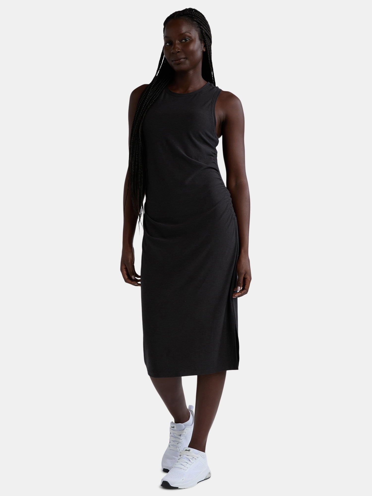 Athletic Works Women's and Women's Plus ButterCore Ruched Midi Dress, Sizes XS-4X
