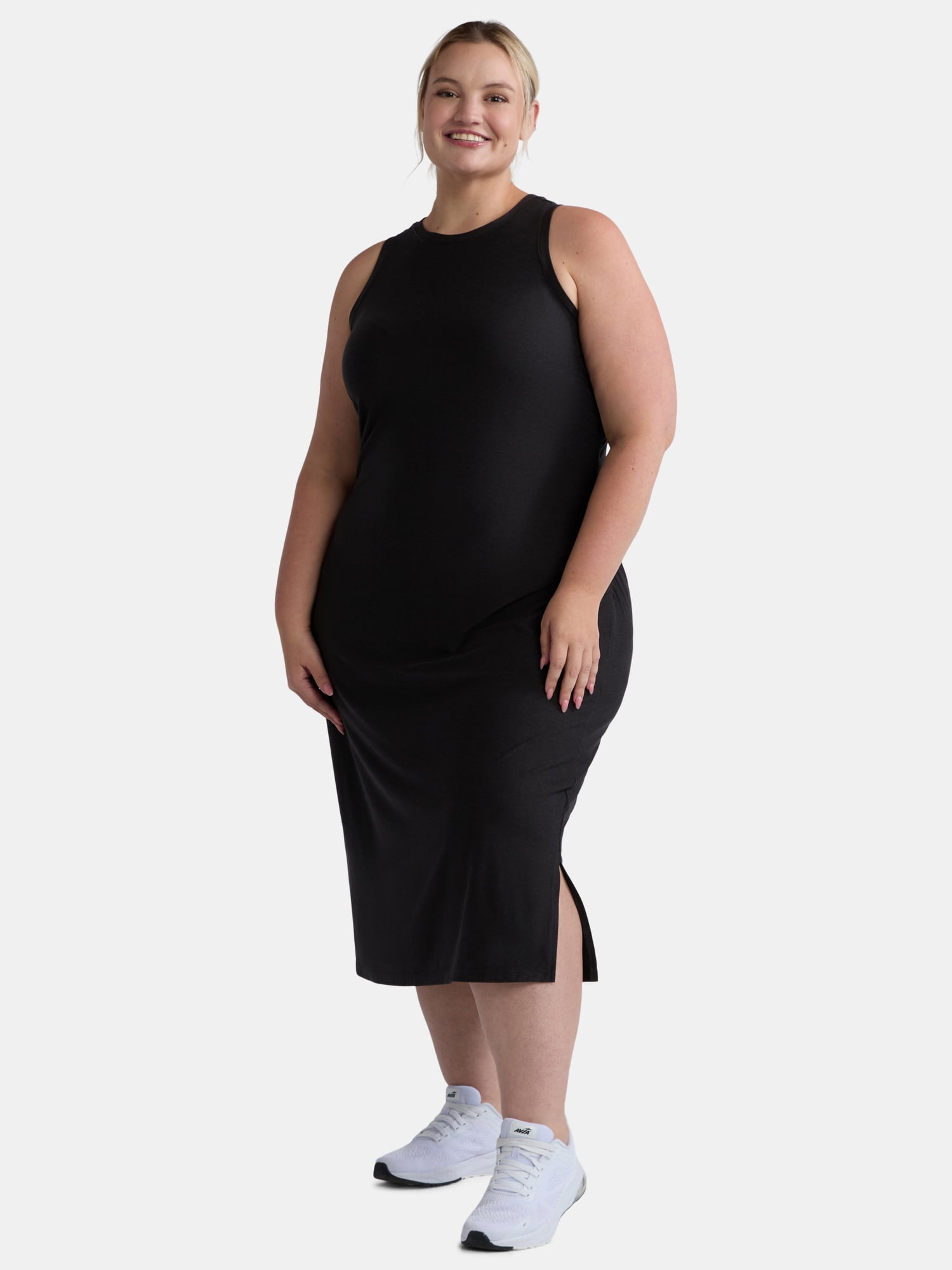 Athletic Works Women's and Women's Plus ButterCore Ruched Midi Dress, Sizes XS-4X