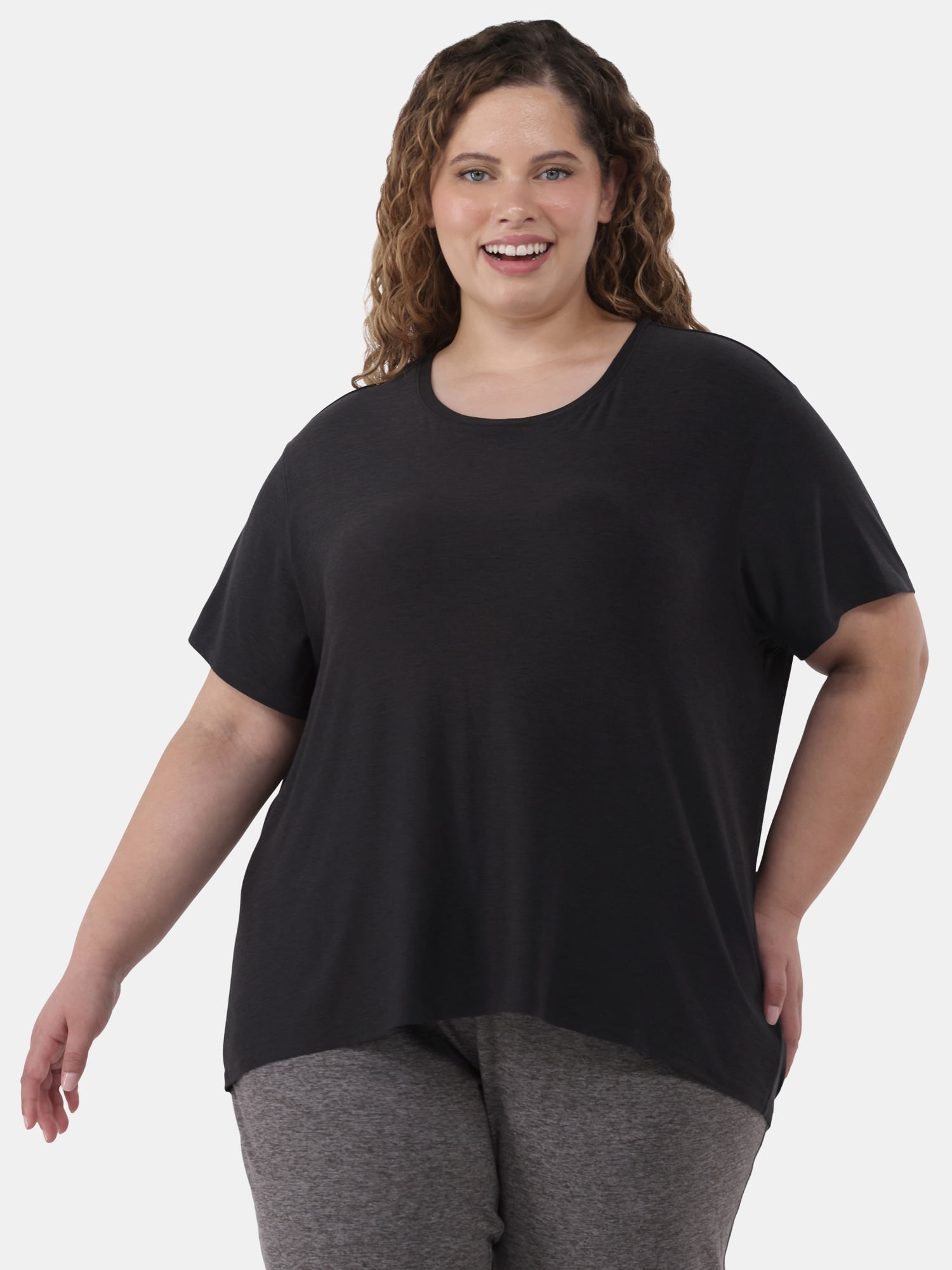 Athletic Works Women's and Women's Plus ButterCore Tee with Short Sleeves, Sizes XS-4X