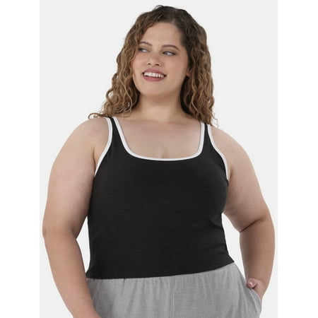 Athletic Works Women's and Women's Plus ButterCore Tipped Tank Bra, Sizes XS-4X