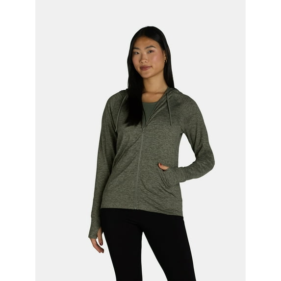 Athletic Works Women’s and Women's Plus ButterCore Zip-Up Hoodie with Long Sleeves, Sizes XS-4X