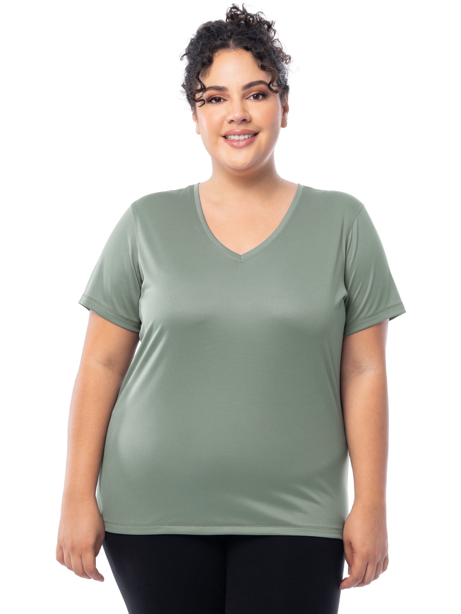 Terra & Sky Women's Plus Size Elevated Everday V-Neck T-Shirt