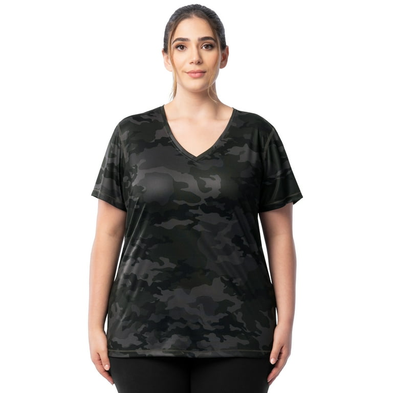 Athletic Works Women s and Women s Plus Core Active V Neck T Shirt Sizes Xs 4x Size 1XL Black