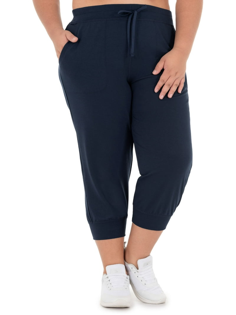 Athletic Works Women's Plus French Terry Capri Jogger Pants with