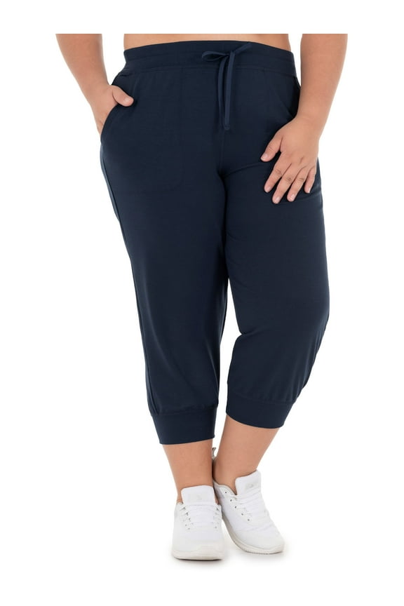 Women's Plus French Terry Athleisure Capri Jogger Pants, size 1X-5X