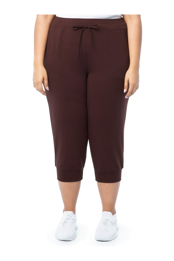 Women's Plus French Terry Athleisure Capri Jogger Pants, size 1X-5X
