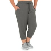 Athletic Works Women's and Women's Plus French Terry Athleisure Capri Jogger Pants