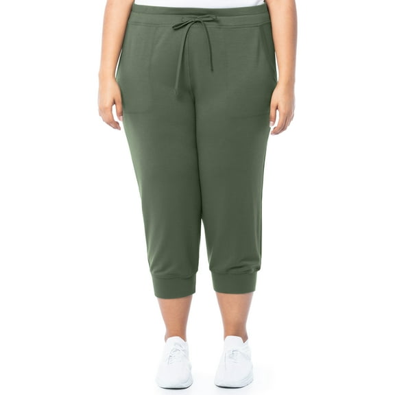 Athletic Works Women's Plus French Terry Athleisure Capri Jogger Pants, size 1X-5X